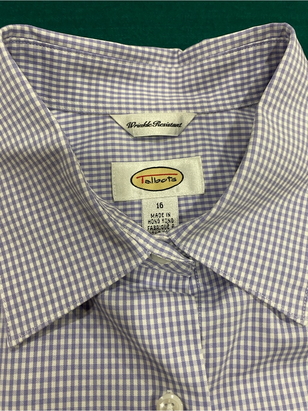 Talbots Women’s Lavender Gingham Button-Down Shirt Size 16
